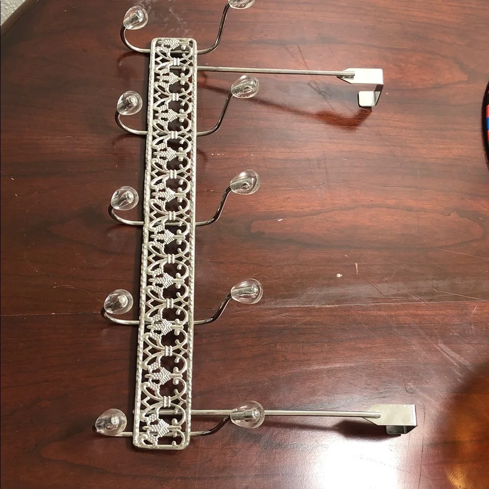 Silver Over-the-Door Jewelry and Accessory Organizer with Crystal Hooks